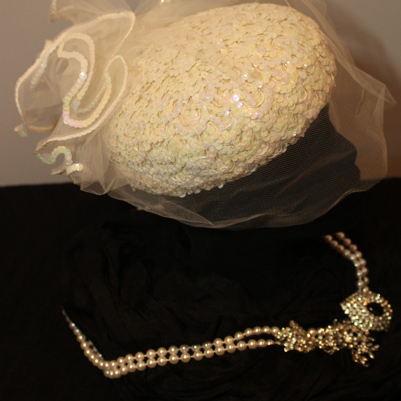 1940s sequin pillbox hat with veil main image 7